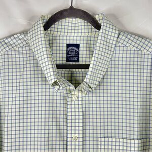 Brooks Brothers Button Down Shirt Mens 20-34/35 Graph Check Stretch Long Sleeve